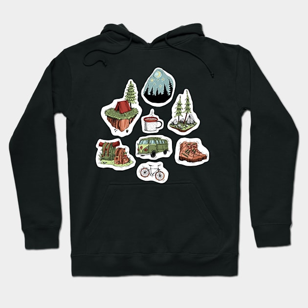 Cute camping stickers Hoodie by orsinha